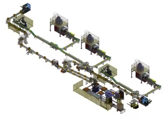 Sistemas automáticos de embalagem e paletização com ecrã táctil de botão de parada de emergência